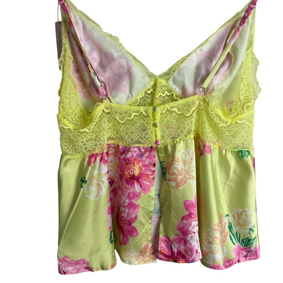 Victoria's Secret Floral Print Lace Silky Camisole Tank Top Lingerie Size Large - Picture 6 of 9